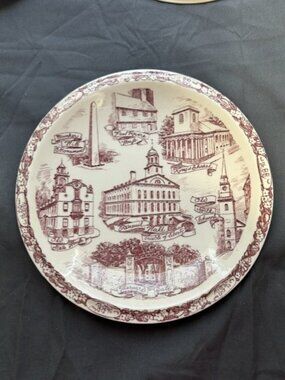 Vintage Vernon Kilns Souvenir Collector Plate Boston MA Landmarks 10.5"